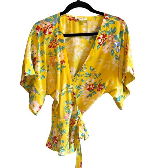 Anthro Yumi Kim Silk Floral Wrap Blouse - size Medium - Picture 2 of 6